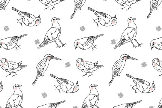 seamless bird and clover pattern / background