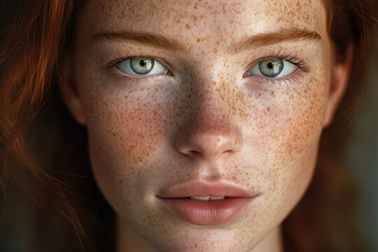 Portrait of woman with freckles