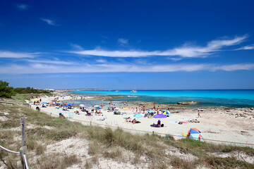 Main view of "Ses Platgetes" little beach, one of the most amazing spots in Formentera Island.
