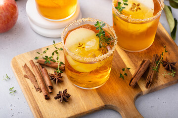 Apple cider margaritas with thyme and fall spices, fall or winter cocktail