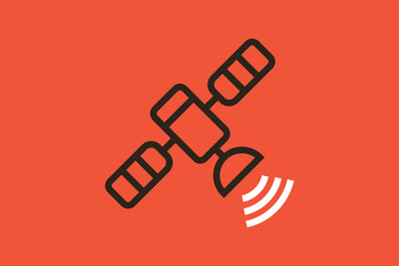 Geometric space satellite technology illustration in flat style design. Vector illustration. 