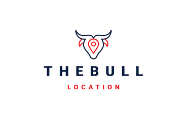 Fototapeta premium Bull head location logo design template flat vector