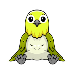 Cute warbling white eye bird cartoon