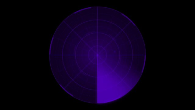 探知・探索・レーダー画面のイメージのアニメーション素材　黒背景　10秒・ループ　紫
