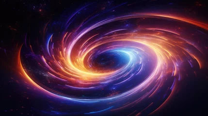 Foto op Plexiglas Colorful vortex energy, cosmic spiral waves, multicolor swirls explosion. Abstract futuristic digital background. © mozZz