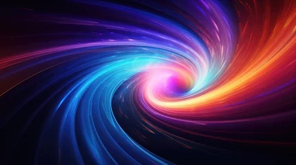 Papier Peint photo Ondes fractales Colorful vortex energy, cosmic spiral waves, multicolor swirls explosion. Abstract futuristic digital background.