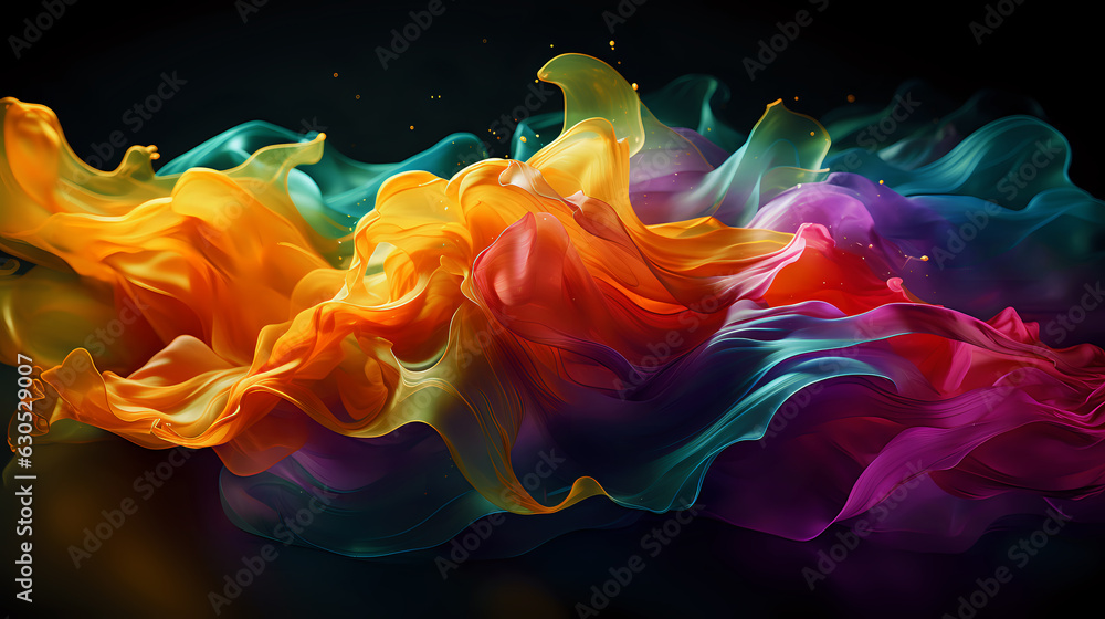 Poster abstract multi-colored wave-like shape on a plain background for design