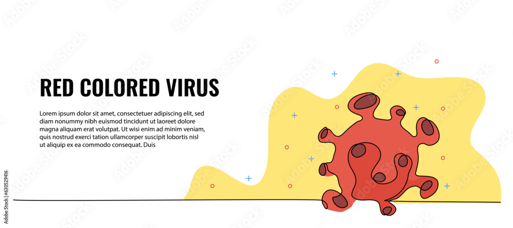 Poster the virus molecule vector illustration. modern flat in continuous line style.