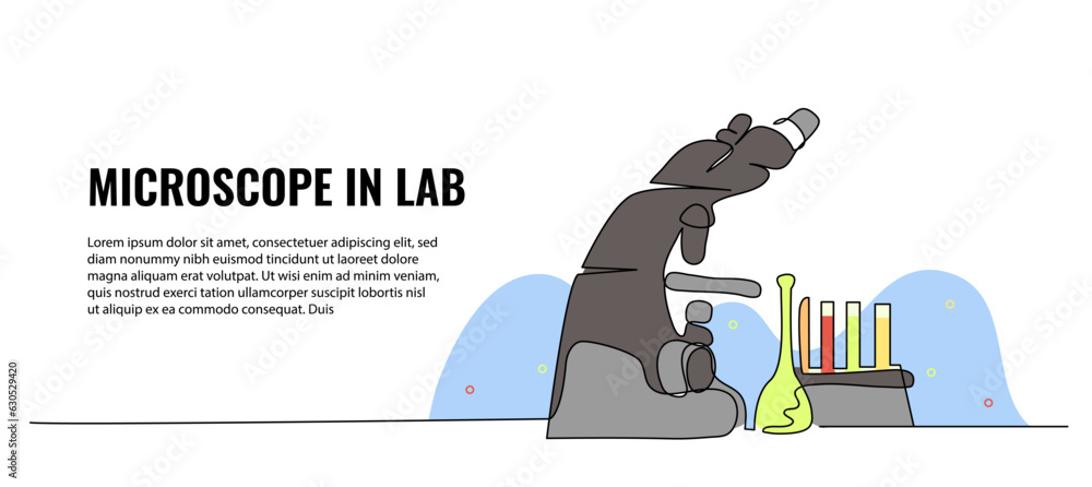 Aufkleber microscope vector illustration. modern flat in continuous line style.