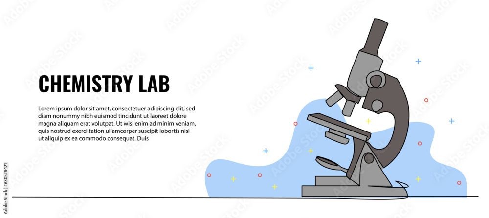 Aufkleber microscope vector illustration. modern flat in continuous line style.