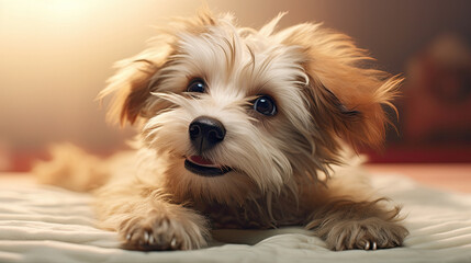 Cute puppy smile white fur pet