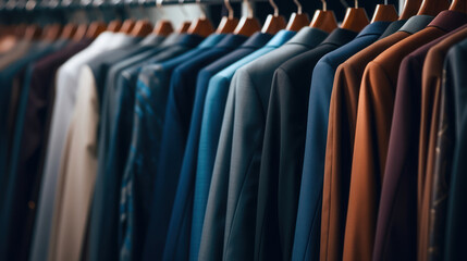 Obraz premium Dressshirts and suits on a rack