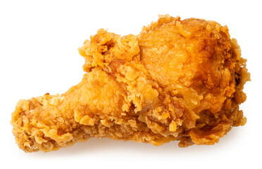 Fried chicken drumsticks on white, Fried chicken in paper plate isolated on white background.