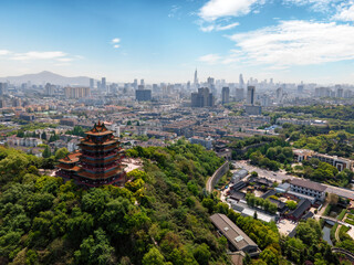 Aerial photography of the skyline of urban architecture in Nanjing