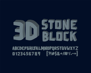 3D stone font set design in vector format