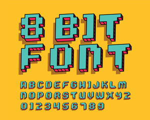 3D 8-bit designer font set