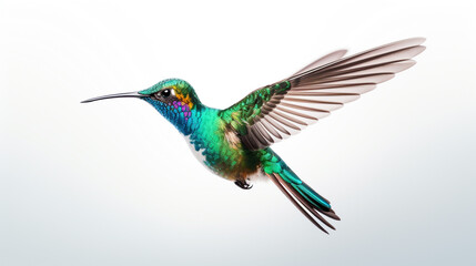 Obraz premium Hummingbird in flight on a white background. Generative Ai. 