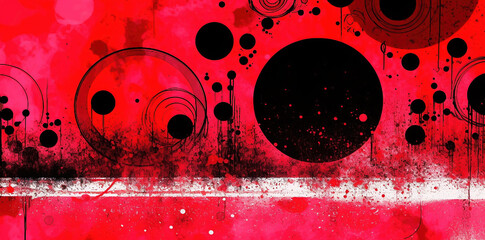 Abstract red background or banner with circles and texture.  Generative AI.