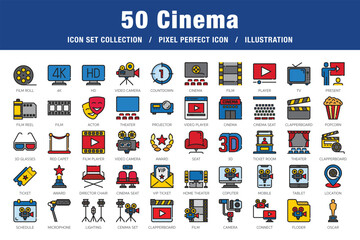 cinema filled outline icon set