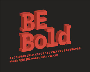 3D Bold designer font set in vector format