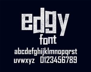 Modern and edgy font set with printing texture