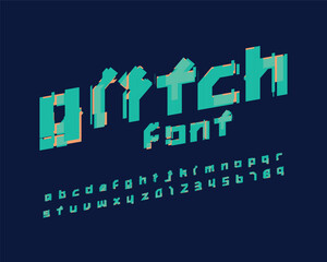 Slanted Glitch bold font set