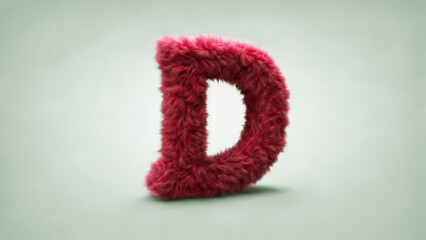red letter D with fur, 3d