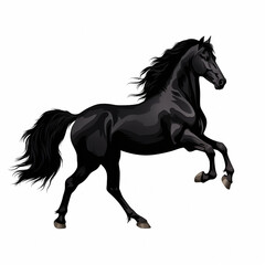Obraz na płótnie Canvas black horse galloping illustration isolated on a white background