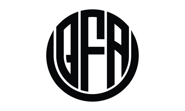 QFA shield in circle logo design vector template. lettermrk, wordmark, monogram symbol on white background.	