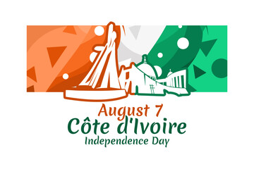 August 7, Independence day of Côte d'Ivoire vector illustration. Suitable for greeting card, poster and banner.