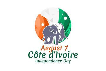 August 7, Independence day of Côte d'Ivoire vector illustration. Suitable for greeting card, poster and banner.