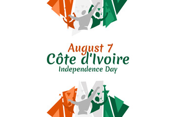 August 7, Independence day of Côte d'Ivoire vector illustration. Suitable for greeting card, poster and banner.