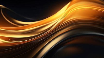 abstract golden wave background on black. Generative Ai. 
