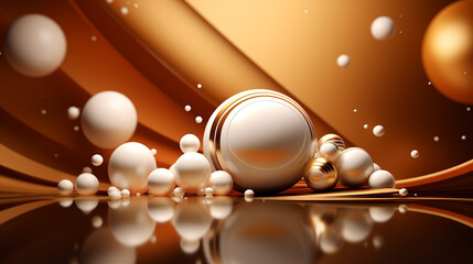 white balls of gold and ivory on a golden background, smartphone wallpaper. Generative Ai. 