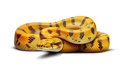 Yellow python snake. Ai art. Cutout on transparent