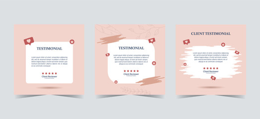 Set Creative Testimonial Templates. Testimony rating customer review business template vector illustration