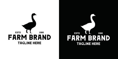 Goose farm logo template, goose meat market, goose farm.
