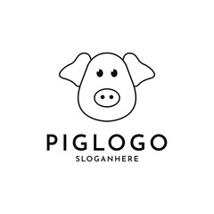 Pig head logo design creative idea