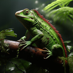 Fototapeta premium green iguana on a tree