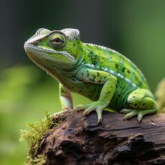 Obraz premium green lizard on a tree