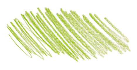 green pencil strokes isolated on transparent background