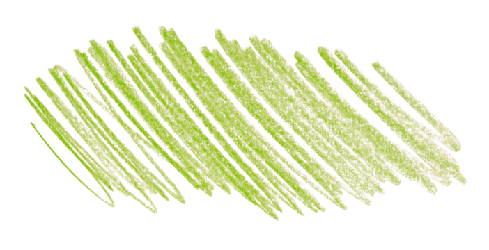 green pencil strokes isolated on transparent background