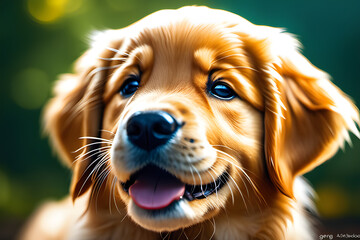 a bright-smiling puppy
Golden Retriever. Generative AI