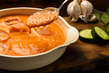 Chilled Gazpacho: A Refreshing Cold Soup with Tomato, Pepper, and Cucumber