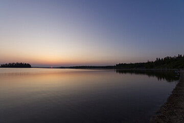 Fototapeta na wymiar A Colourful sunset at Elk Island National Park