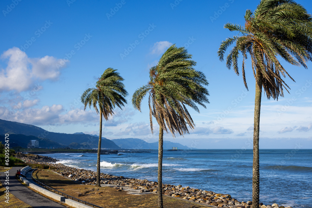 Poster blue sea and the sky in yilan of taiwan