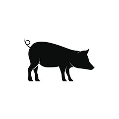 Pig icon silhouette isolated white background