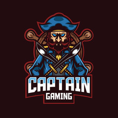 Pirates mascot logo with vector illustration in esport logo style