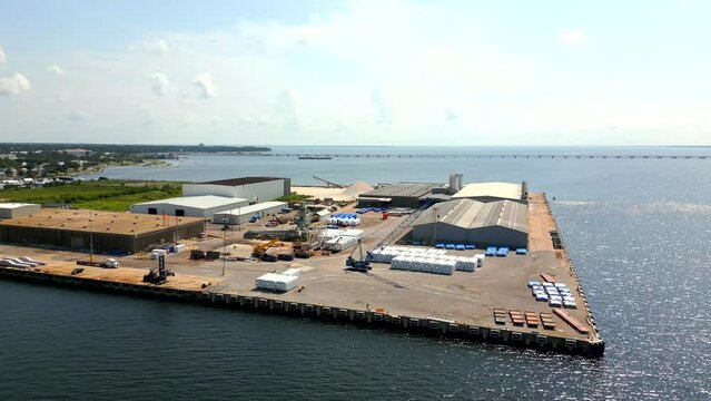Aerial video Cemex Port of Pensacola Florida USA