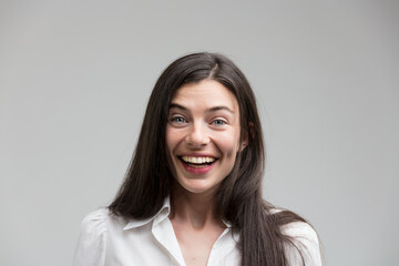 Fototapeta premium Joyous woman radiates optimism, good news